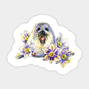 Baby seal watercolor illustration Sticker